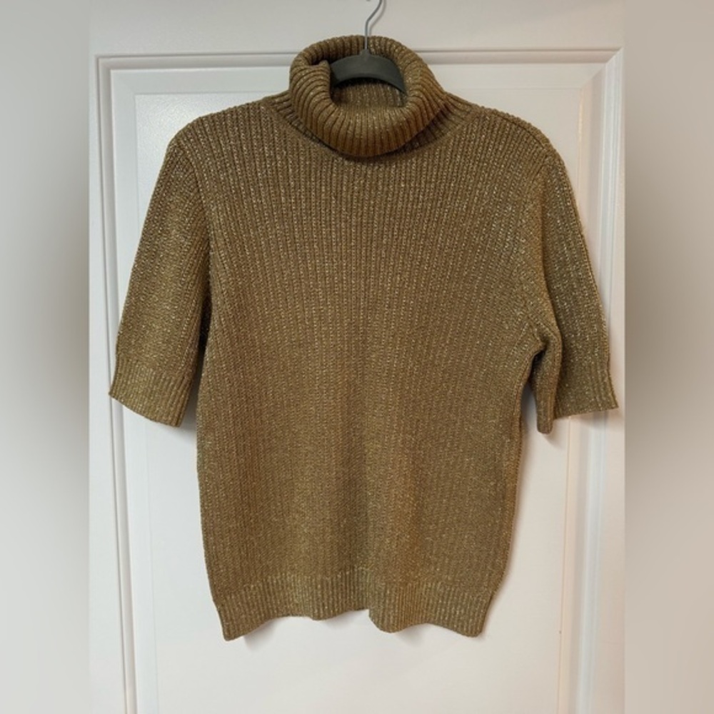 Liz Claiborne Gold Turtleneck Metallic Sweater Size- L